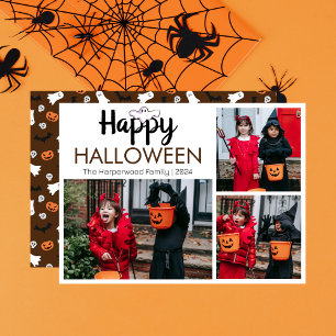 Cartes Pour Fêtes Annuelles Hey Boo Éffrayant Halloween Famille 3 Photo