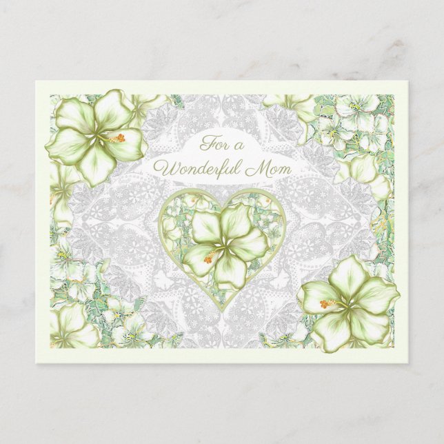 Cartes Pour Fêtes Annuelles Hibiscus & dentelle BLANC (Devant)