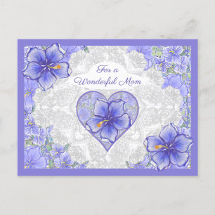 Cartes Pour Fêtes Annuelles Hibiscus & dentelle BLEU