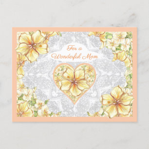 Cartes Pour Fêtes Annuelles Hibiscus & dentelle JAUNE