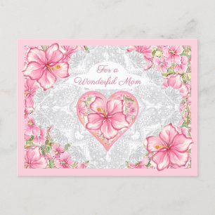 Cartes Pour Fêtes Annuelles Hibiscus & dentelle PINK