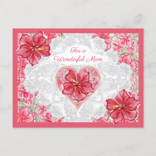 Cartes Pour Fêtes Annuelles Hibiscus & dentelle RED