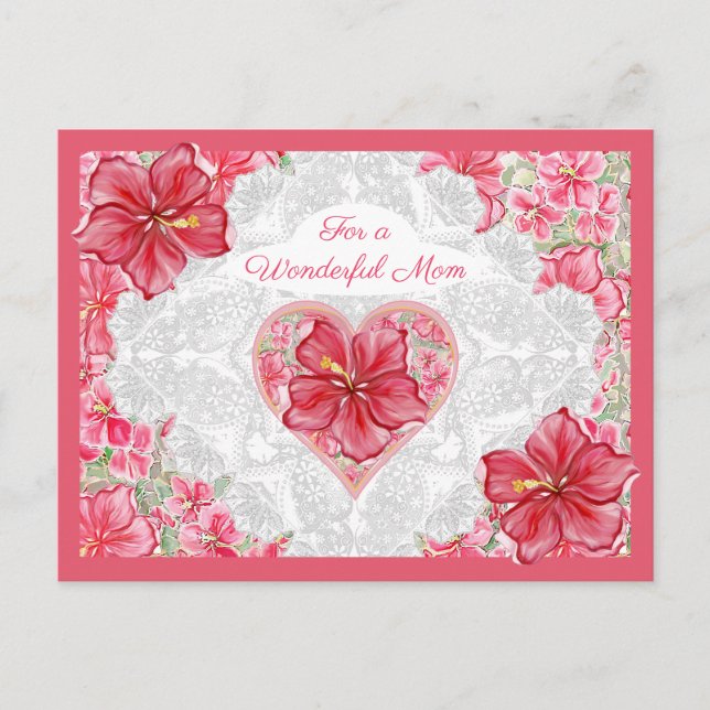 Cartes Pour Fêtes Annuelles Hibiscus & dentelle RED (Devant)