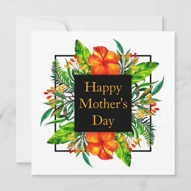 Cartes Pour Fêtes Annuelles Hibiscus tropical Joyeux Fête des Mères Florales (Devant)
