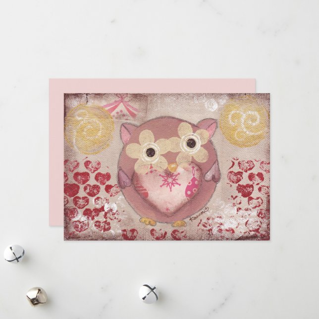 Cartes Pour Fêtes Annuelles Hibou de fête (Devant/Arrière en situation)