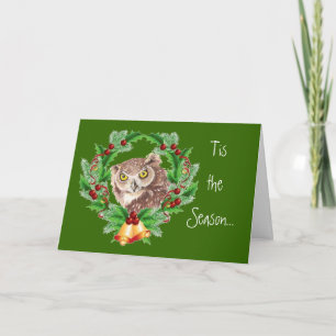 Cartes Pour Fêtes Annuelles Hibou drôle de Noël avec l'humour d'oiseau