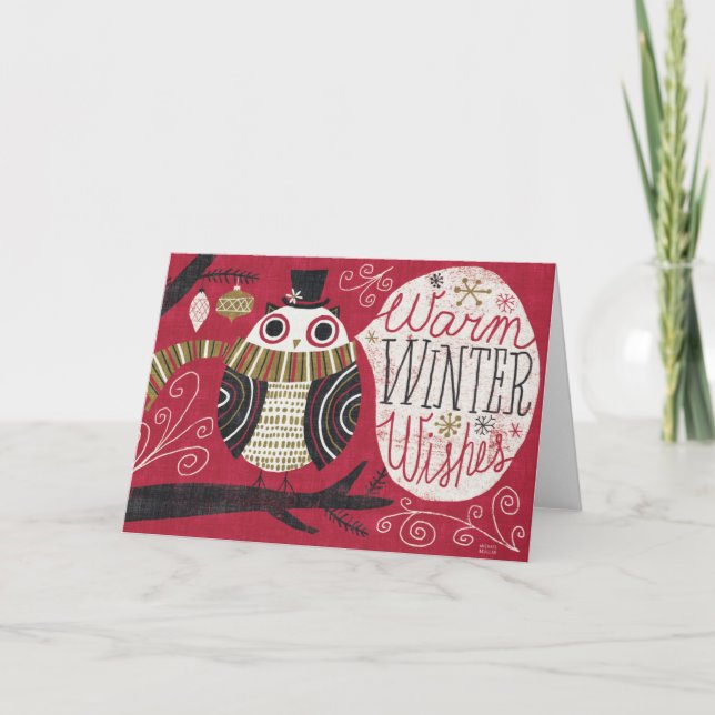 Cartes Pour Fêtes Annuelles Hibou original de Noël (Devant)