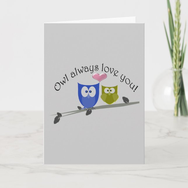 Cartes Pour Fêtes Annuelles Hibou toujours amour, romantique choux mignon dess (Devant)