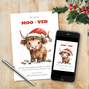 Cartes Pour Fêtes Annuelles Highland Cow New Home Adresse Joyeux Noël