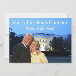 Cartes Pour Fêtes Annuelles Hillary et Bill New Address Christmas