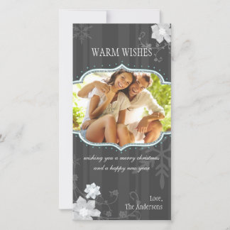 Cartes Pour Fêtes Annuelles Hip Black & White Winter Holiday Family Photo