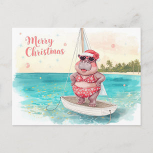 Cartes Pour Fêtes Annuelles Hippo Bikini Noël Voile
