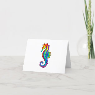 Cartes Pour Fêtes Annuelles Hippocampe polygonal arc-en-ciel