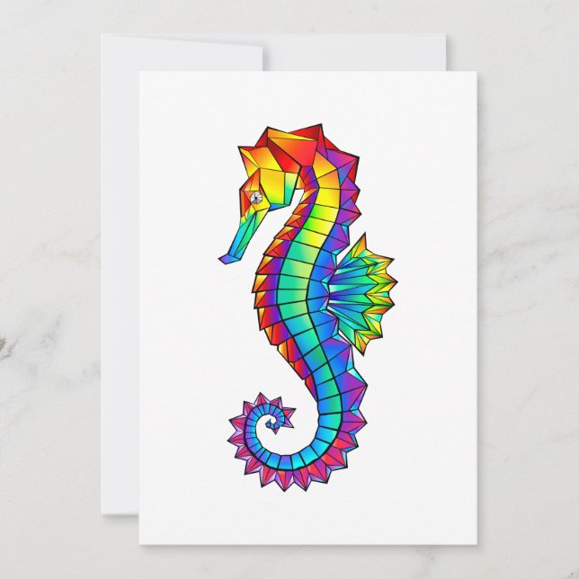 Cartes Pour Fêtes Annuelles Hippocampe polygonal arc-en-ciel (Devant)