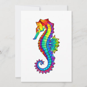 Cartes Pour Fêtes Annuelles Hippocampe polygonal arc-en-ciel