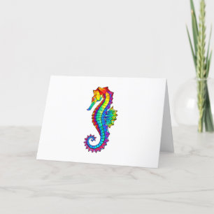 Cartes Pour Fêtes Annuelles Hippocampe polygonal arc-en-ciel