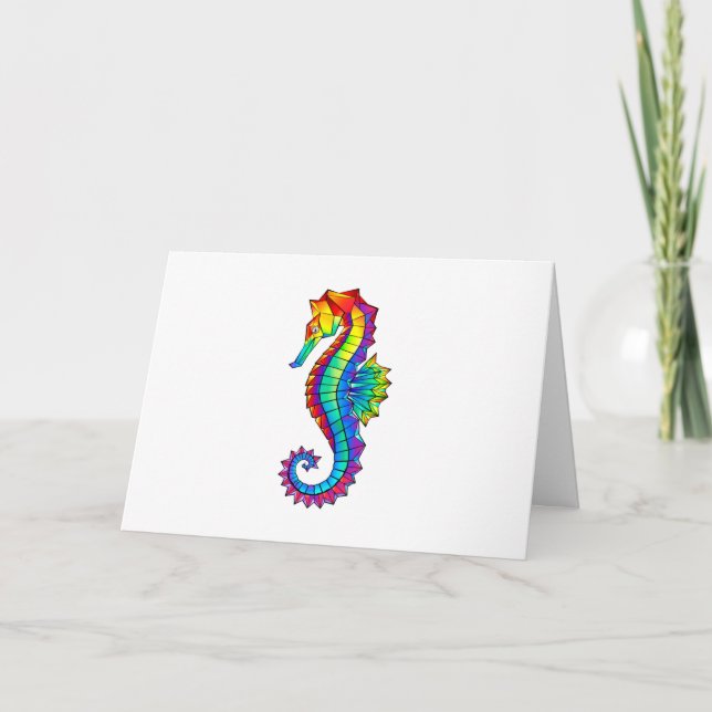 Cartes Pour Fêtes Annuelles Hippocampe polygonal arc-en-ciel (Devant)