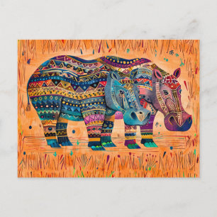 Cartes Pour Fêtes Annuelles Hippopotames africains avec peinture de motifs tri