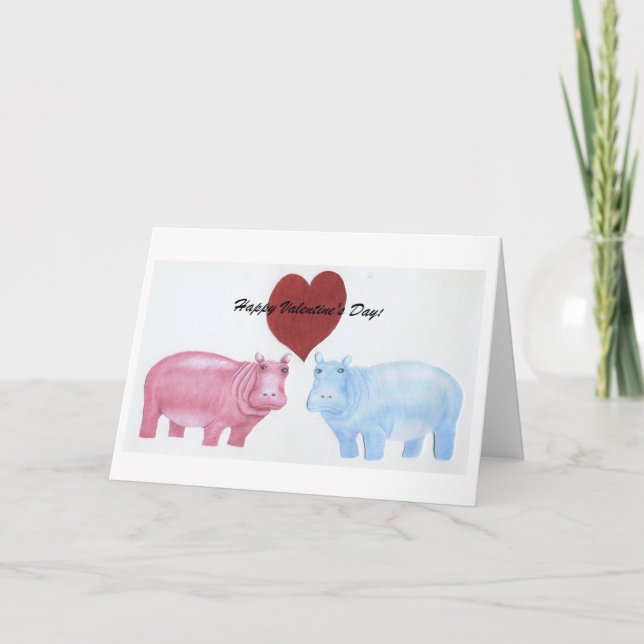 Cartes Pour Fêtes Annuelles Hippopotames de Valentine (Devant)