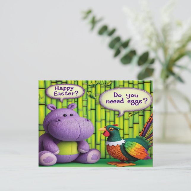 Cartes Pour Fêtes Annuelles Hippo's Easter Greeting : Oeuf Delivery (Debout devant)