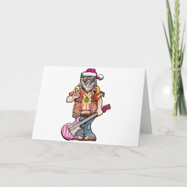 Cartes Pour Fêtes Annuelles Hippy Père Noël dit "Cool Yule" (Devant)