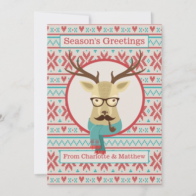 Cartes Pour Fêtes Annuelles Hipster Deer Noël personnalisé (Devant)