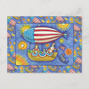 Cartes Pour Fêtes Annuelles HISS N' FITZ CHATS 14 JUILLET ZEPPELIN Drôle