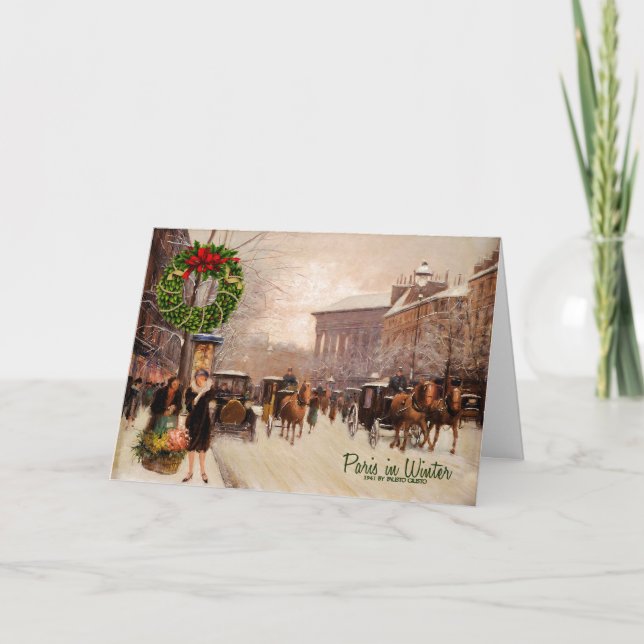Cartes Pour Fêtes Annuelles Hiver à Paris Vintage Christmas (Devant)