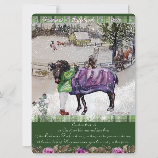 Cartes Pour Fêtes Annuelles Hiver à Thistlebrook Stables Écriture (Devant)
