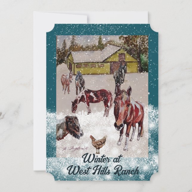 CARTES POUR FÊTES ANNUELLES HIVER AU RANG WEST HILLS (Devant)