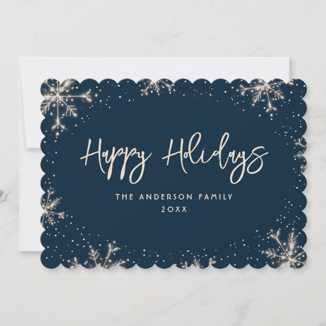 Cartes Pour Fêtes Annuelles Hiver de neige bleu (Devant)