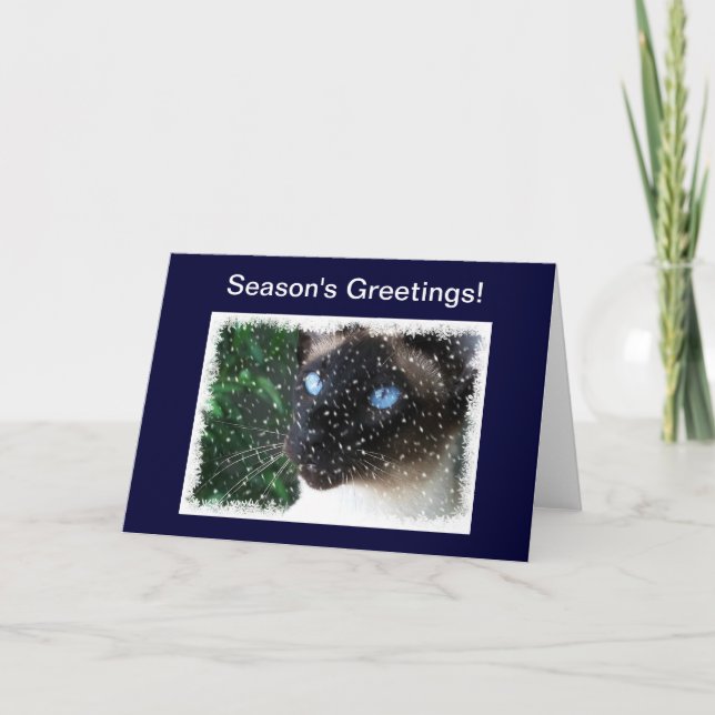 Cartes Pour Fêtes Annuelles Hiver de Noël de chat siamois (Devant)