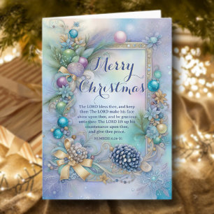 Cartes Pour Fêtes Annuelles Hiver Floral Folial Frame Bible Verse Christian