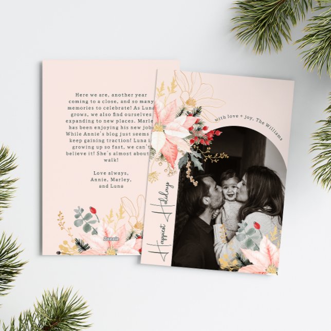 Cartes Pour Fêtes Annuelles Hiver Floral Joyeux Vacances Verticale Photo (Créateur téléchargé)