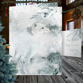 Cartes Pour Fêtes Annuelles Hiver Neige Blanc Renard Arctique Dans La Nature