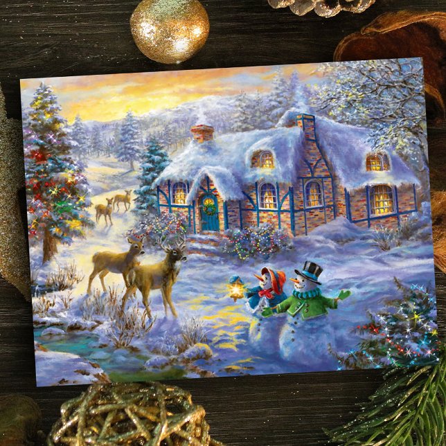 Cartes Pour Fêtes Annuelles hiver Noël Chalet neige (Créateur téléchargé)