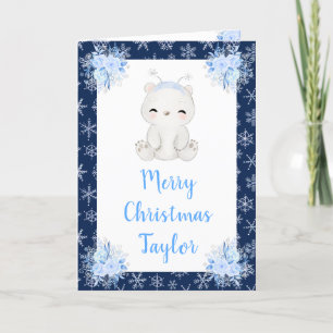 Cartes Pour Fêtes Annuelles Hiver Ours polaire arctique Joyeux Noël