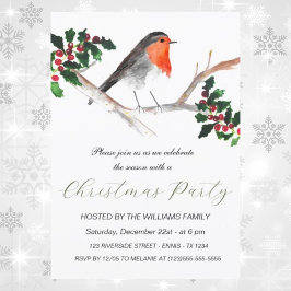 Cartes Pour Fêtes Annuelles Hiver Robin Holly Fête de Noël Aquarelle