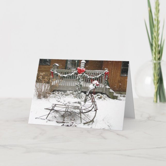Cartes Pour Fêtes Annuelles Hiver Sleigh (Devant)