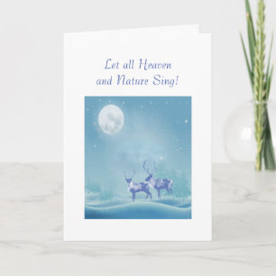 Cartes Pour Fêtes Annuelles hiver Snow Reindeer Écriture chrétienne Noël