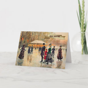 Cartes Pour Fêtes Annuelles Hiver vintage Scène Parisienne Noël