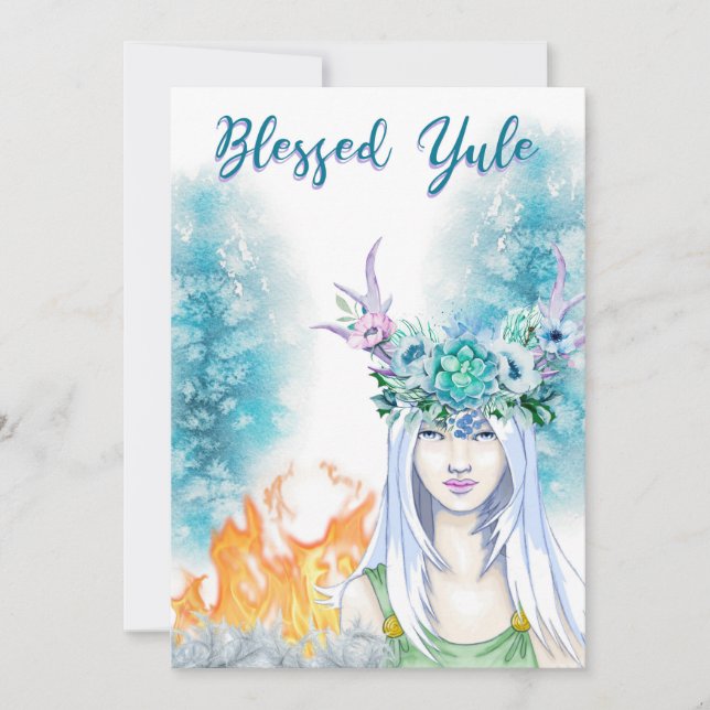Cartes Pour Fêtes Annuelles Hiver Woodland Yule s'enflamme Bienheureuse Yule P (Devant)