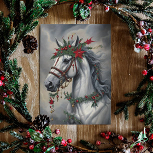 Cartes Pour Fêtes Annuelles Hivernal Solstice Cheval Yule Blanc Mare