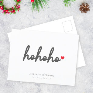 Cartes Pour Fêtes Annuelles Ho Ho   Christmas Heart Modern Minimalist