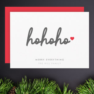 Cartes Pour Fêtes Annuelles Ho Ho   Christmas Heart Modern Minimalist