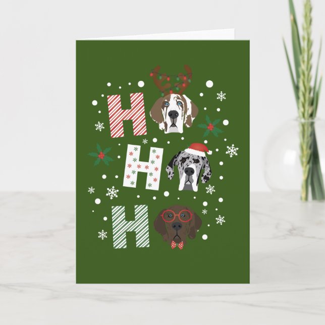 Cartes Pour Fêtes Annuelles Ho Ho Ho Great Dane Joyeux Noël (Devant)