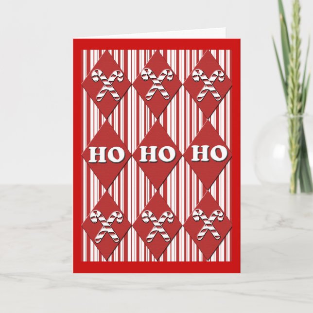 Cartes Pour Fêtes Annuelles ho ho ho ho sucre de canne strié (Devant)
