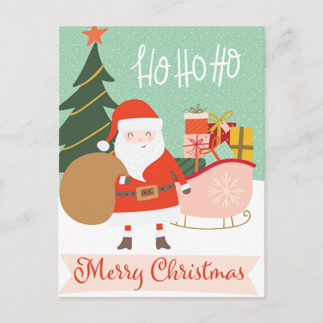 Cartes Pour Fêtes Annuelles Ho Ho Ho Joyeux Noël Père Noël Sleigh (Devant)