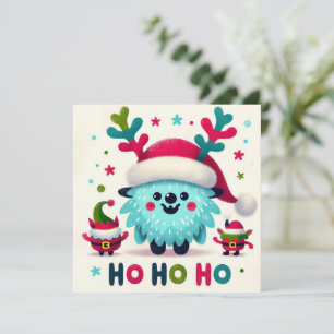 Cartes Pour Fêtes Annuelles HO HO HO mignon elfes de Père Noël