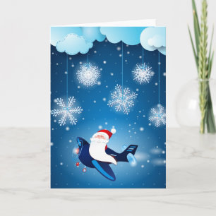 Cartes Pour Fêtes Annuelles Ho ho ho ! Père Noël sur l'avion